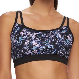 Gaiam Sport Bra Blue, Black and  White Strappy Racerback S